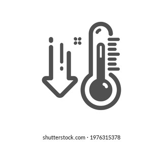 Low thermometer icon. Temperature diagnostic sign. Fever measuring symbol. Quality design element. Flat style low thermometer icon. Editable stroke. Vector