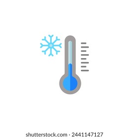 
Icono de temperatura baja del termómetro. Icono aislado sobre fondo blanco, adecuado para sitios web, blogs, logotipos, diseño gráfico, medios sociales, UI, aplicación móvil