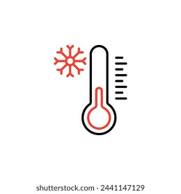 
Icono de temperatura baja del termómetro. Icono aislado sobre fondo blanco, adecuado para sitios web, blogs, logotipos, diseño gráfico, medios sociales, UI, aplicación móvil
