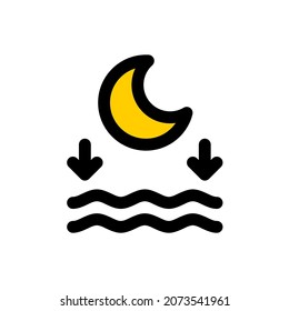 Low tide icon, simple vector outline color style