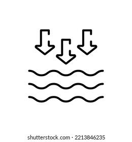 Icono lineal de marea baja. Icono de olas en el mar o en la línea oceánica. Trazo editable. Ilustración aislada de vectores.