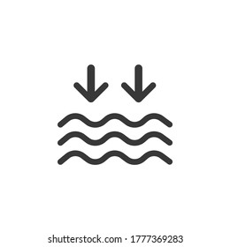 Low tide. Waves on the sea. Icon. Weather glyph vector illustration