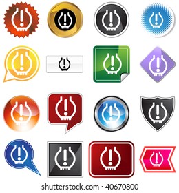 Low Tire Pressure Icon Set Isolated On A White Background.