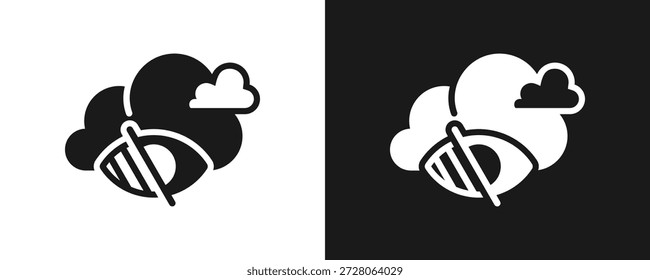 Glifo Del Conjunto Del Icono De La Baja Visibilidad En Fondo Blanco Y Negro