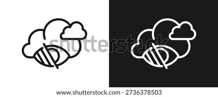 Low Visibility Icon Set Outline In White And Black Background