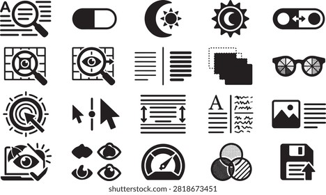 Low Vision and Contrast Tools UI UX Vector Icon Pack