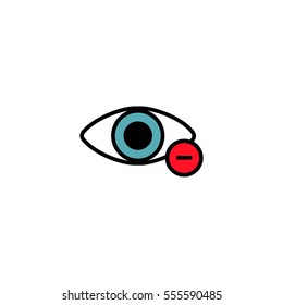 Low Vision Flat Line Icon, Bad Vision Eye Illustration