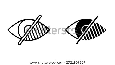 Low Vision Symbol Icon Set. Low vision vector symbol in black filled and outlined style.