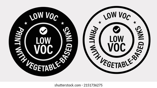 'low voc, Printed with vegitable based inks.' vector stamp, black in color. eco friendly printing abstract.