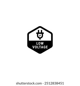 Low voltage label or low voltage insignia vector isolated. Best Low voltage insignia for product packaging design.