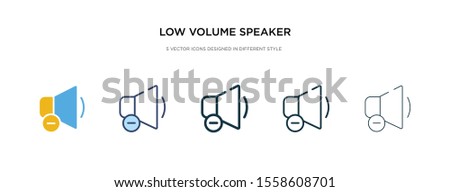 low volume speaker icon in different style vector illustration. two colored and black low volume speaker vector icons designed in filled, outline, line and stroke style can be used for web, mobile,