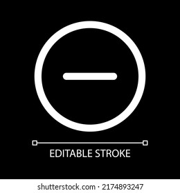 Low volume white linear ui icon for dark theme. Media player control. Remove from playlist. Vector line pictogram. Isolated user interface symbol for night mode. Editable stroke. Arial font used
