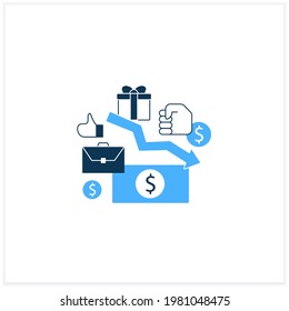 Low wages flat icon. Important problem. Discouraging low wages. Less money.Universal basic income concept. Vector illustration