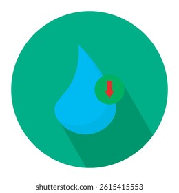 Low water flat icon design, bodycare nutrition, vitamin, water drop symbol element vector design illustration. 