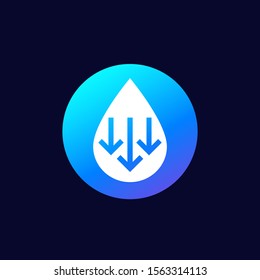 low water level icon with arrows, vector sign