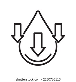 low water level icon with arrows, line vector