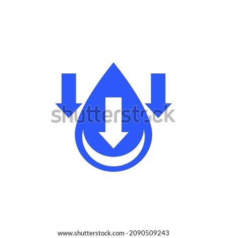 low water level icon with arrows, vector sign