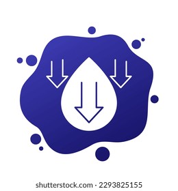 low water level icon with a drop and arrows