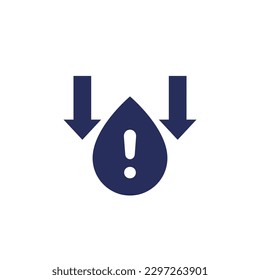low water level icon on white, vector pictogram