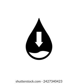 low water level icon on white background, vector sign