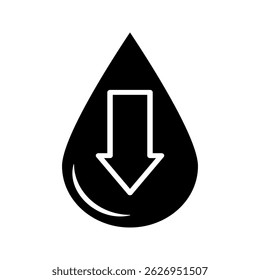  Low water level icon in outline vector style. Represents drought, water scarcity, 