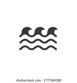 Low waves on the sea. Icon. Weather glyph vector illustration