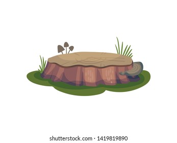 Low and wide stump. Vector illustration on white background.