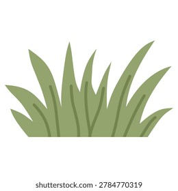Low wild grass bush mound garden ground vegetation element flat cartoon vector illustration