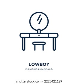 lowboy icon from furniture  household collection. Thin linear lowboy, frontal, small outline icon isolated on white background. Line vector lowboy sign, symbol for web and mobile