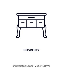 lowboy  outline icon. Linear vector from furniture concept. Thin line lowboy  icon isolated on white background