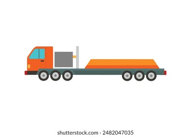 A lowboy trailer transporting construction equipment vector image art work 