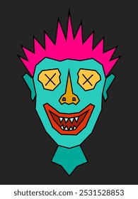 Personagem de arte Lowbrow. Ilustração plana. Espalhe o cabelo.