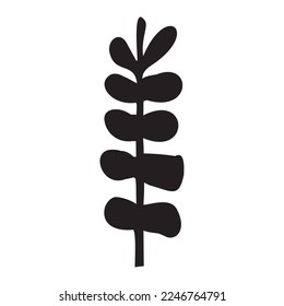 Unterbrochene Baumvektorgrafik. Doodle der Waldpflanzengrafik. 