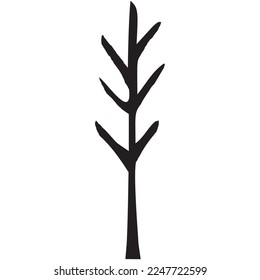 Unterbrochene Baumvektorgrafik. Doodle der Waldpflanzengrafik. 