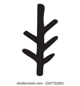 Unterbrochene Baumvektorgrafik. Doodle der Waldpflanzengrafik. 