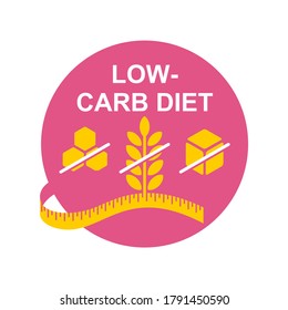 Low-carbohydrate Diet That Restrict Carbohydrate Consumption - Crossed Wheat, Honey And Sugar - Vector Icon