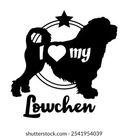 Lowchen dog silhouette, i love my dog,  dog, dog breeds, logo, vector, silhouette, animal, illustration, icon, sign, black, pet,