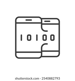Aplicativo de baixo código, ícone em design de linha. Low-code, aplicativo, desenvolvimento, plataforma, visual, automação, fluxo de trabalho no vetor de fundo branco. Ícone de traçado editável do aplicativo de baixo código