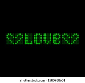 "lowe" and hearts digital electronic or night club led light inscription.