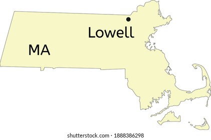 Lowell city location on Massachusetts map