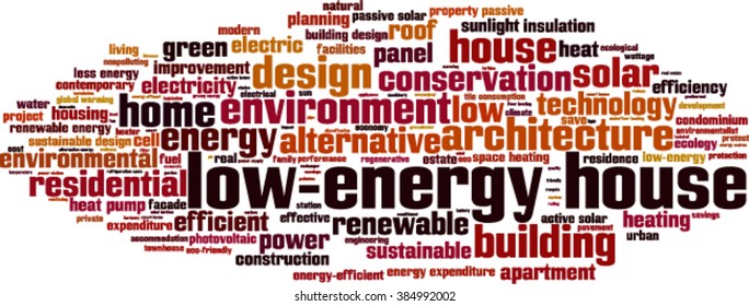 Low-energy house word cloud concept. Vector illustration