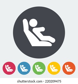 Lower anchors and tethers for children. Single flat icon on the circle. Vector illustration.