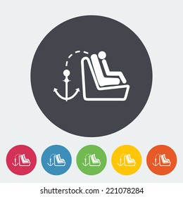 Lower anchors and tethers for children. Single flat icon on the circle. Vector illustration.