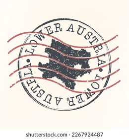 Lower Austria, Austria Stamp Map Postal. Silhouette. Passport Round Design. Vector Icon. Design Retro Travel National Symbol.