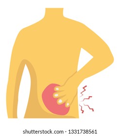Lower back injury flat icon design 