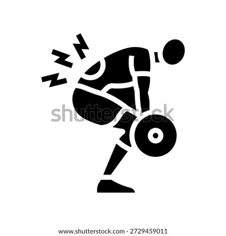 lower back pain in weightlifter glyph icon vector. lower back pain in weightlifter sign. isolated symbol illustration