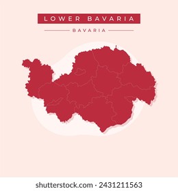 Lower Bavaria (Federal Republic of Germany, Administrative division, Region Free State of Bavaria) map vector illustration, scribble sketch Lower Bavaria map