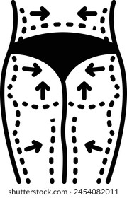 lower body lift procedure concept, remove redundant and saggy skin  from Back vector icon design, Cosmetology or Cosmetologist Symbol esthetician or beautician Sign Beauty treatment stock illustration