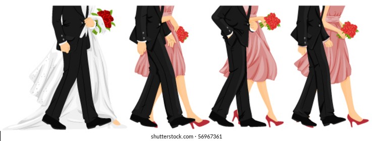 Lower Body of Wedding Procession - Vector