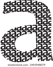 Lower case black letter 'a', filled with smaller letter 'a's